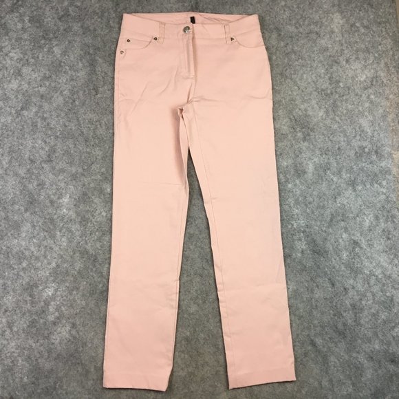 New Directions Jeans 6 28 Pants Mid Rise Straight Leg Solid Pink Stretch Casual - Picture 1 of 12